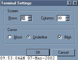 Hyper Terminal Einstellungen