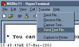 Verwendung des Hyper Terminal