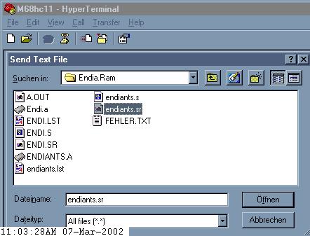 Verwendung des Hyper Terminal